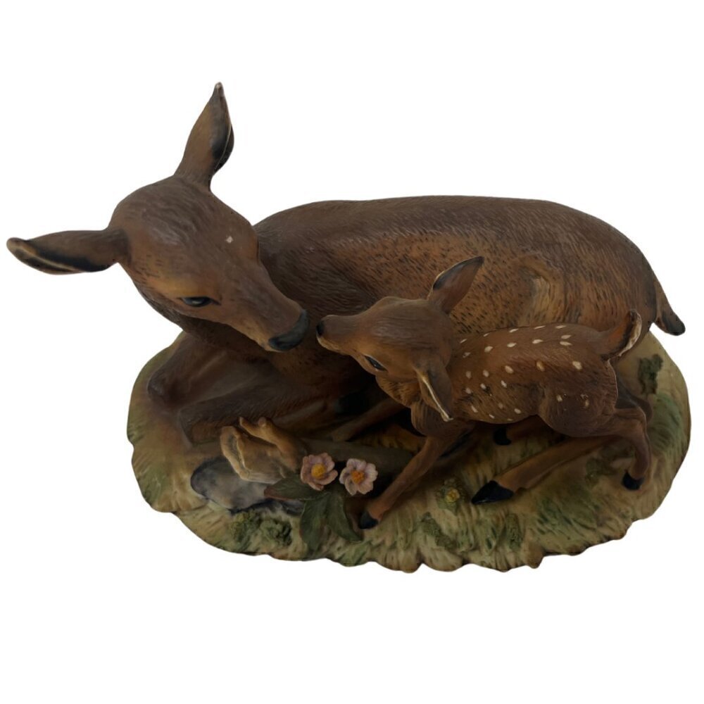 Vintage Homco Doe and Fawn Hand-Painted Figurine